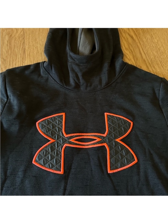 Under Armour Tops - Under Armour Grey Hoodie with Orange-Trim Logo Patch Cold Gear
